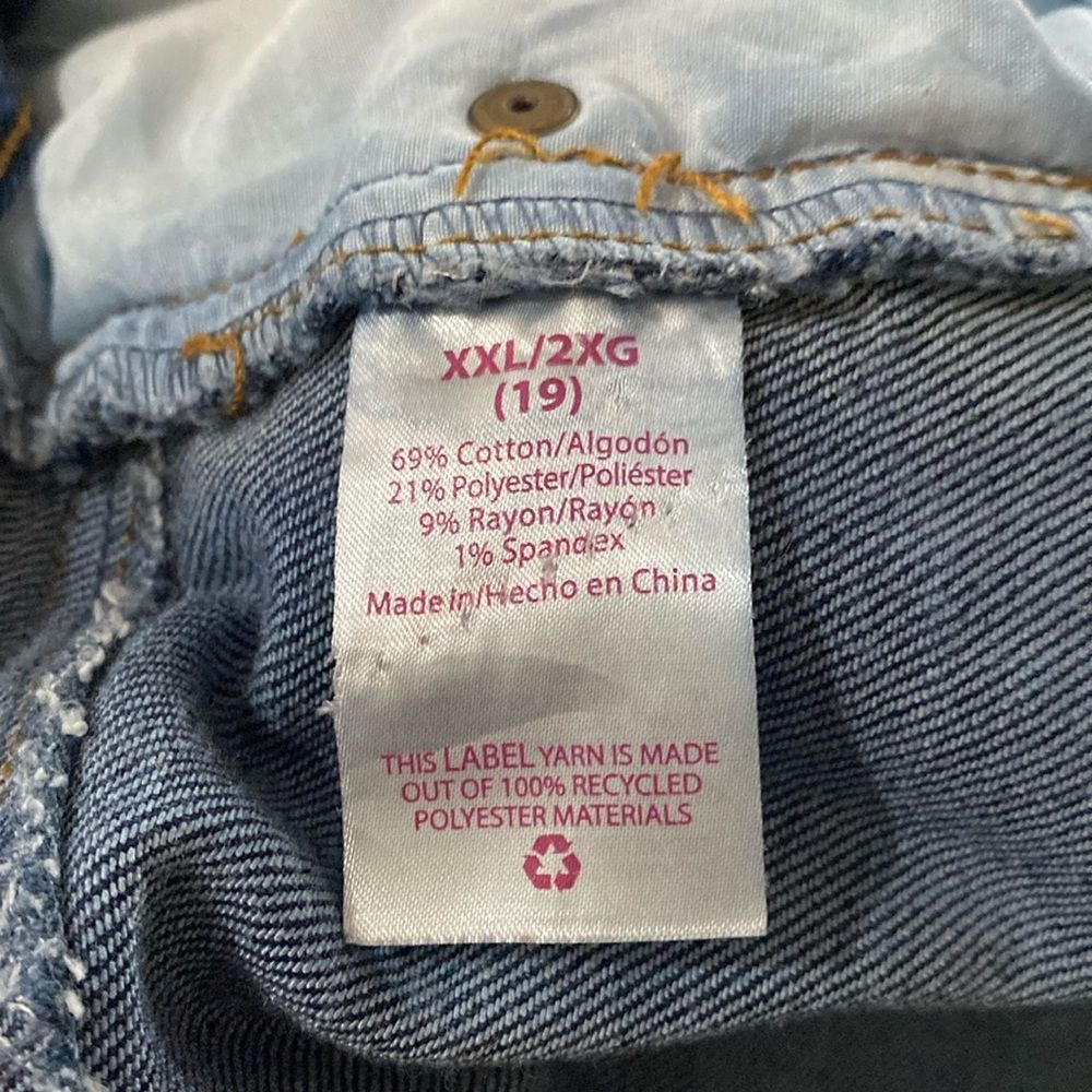 No Boundaries Distressed Denim Button Front Bib O… - image 12